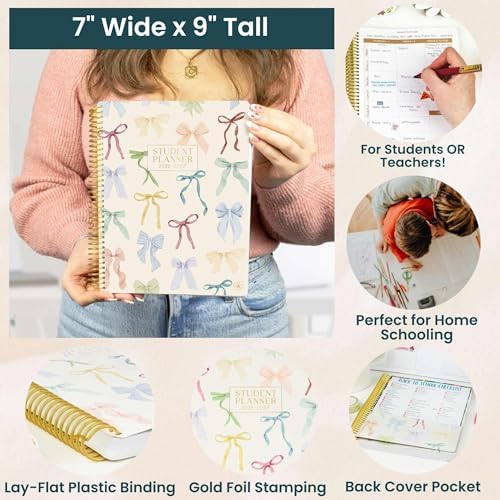 Daisy by bloom daily planners 2026-2027 Academic Year Student Planner (July 2026 - July 2027) - Elementary Through Middle School Calendar Agenda Book - 7” x 9" - Bows
