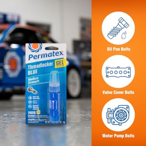 Permatex 24010 Medium Strength Threadlocker Blue Gel, 10 g Gel Twist Applicator