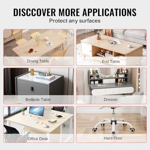 VEVOR Plastic Table Cover, 42 x 60 Inch 1.5 mm Thick Frosted Rectangle PVC Desk Mat Protector, Waterproof & Easy Cleaning Pad Tablecloth, for Office, Dresser, Dining Room, Night Stand