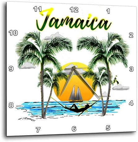3dRose Wall Clock Silent - 10 inch - Man on The Beach in Jamaica Watching The Sunset Over The Ocean - Creative Studios – Jamaica