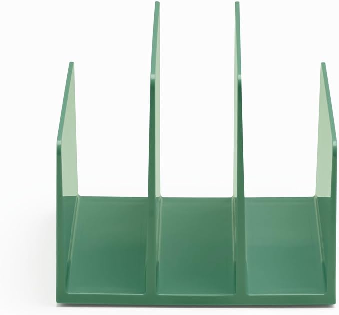 Poppin Fin File Sorter - 3-Compartment File Organizer, Sturdy and Durable Document Organizer, Sleek Design with Lacquer-like Finish, for Desk (Sage)