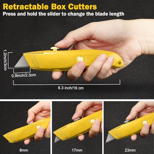 Reginary 30 Pcs Box Cutters Bulk, Utility Knives, Yellow