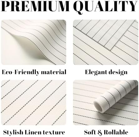 Placemats Set of 6 Vinyl/Plastic Woven Place Mats for Kitchen Table Indoor/Outdoor Washable Placemat Wipeable Dining Table Mats (White Stripes,6)