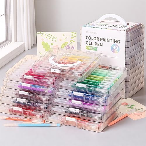 99 Colored Gel Pens Set, 0.6mm Fine Point for Black Paper & White Paper, Pens for Journaling, Adult Coloring Books, Bible, Drawing, Note Taking, Art & Journaling Supplies