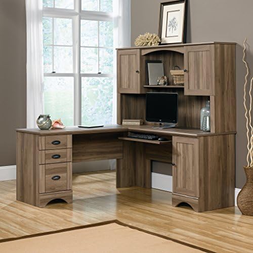 Sauder Harbor View Computer Desk, 66.14"D x 66.14"W x 30.28"H , Salt Oak finish