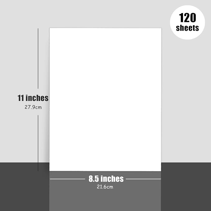 110lb White Cardstock 8.5x11, 120 Sheets Heavyweight White Card Stock 300 GSM for Invitations, Menus, Poster, DIY Card (8.5'' x 11'')