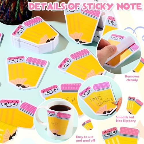 48 Pads 1440 Sheets Teacher Sticky Notes Pencil Note Pads Appreciation Gifts Self Adhesive Memo Pad Cute Gifts