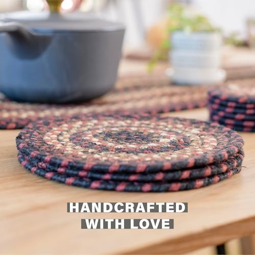 Homespice Prescott Braided Coasters for Primitive Decor, Round 4" Set of 6