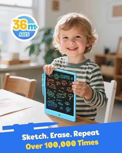 TEKFUN LCD Doodle Board 8.5in Drawing Pad for Kids, Writing Tablet Magic Drawing Board, Mess Free Coloring Scibble Board Car Trip Kids Toys, Easter Gifts for 3 4 5 6 7 Year Old Boys Girls (Blue)