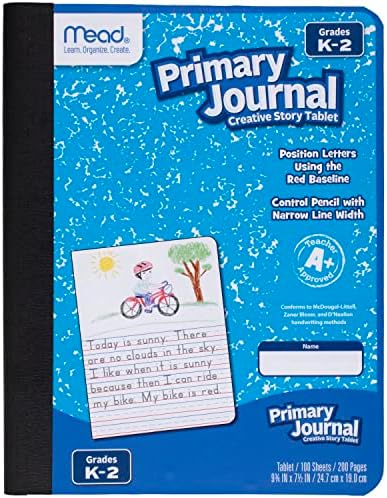 Mead Primary Journal Creative Story Tablet Composition Notebook, 7.5" x 9.75", Grades K-2, 100 Sheets, 4 Pack, Assorted Colors (610051-ECM)