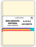 100 Natural Smooth Card Stock Sheets Paper - 5.5 X 8.5 Inches Half Letter | Statement Size - 80# (80 lb/pound) Cover Weight - Quality Paper - Smooth Finish