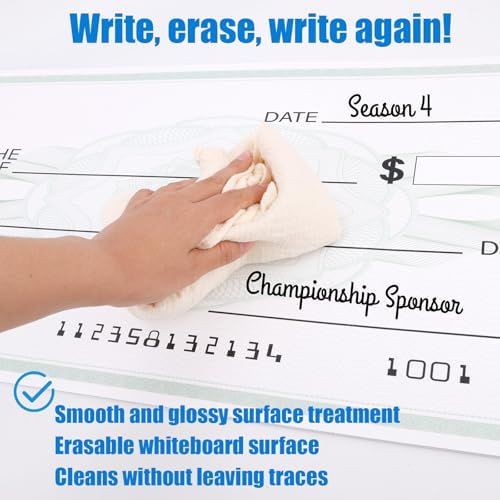 Penitue Oversized Fake Check Award for Presentations, 84x36cm/33x14in Giant Large Hard Big Cheque Checks with Dry Erase & Reusable for Celebration Activity Fundraiser Items