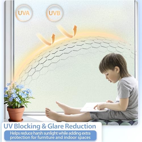 GTJ Frosted Glass Window Privacy Film, Static Cling No Glue, 17.5 x 78.7 in