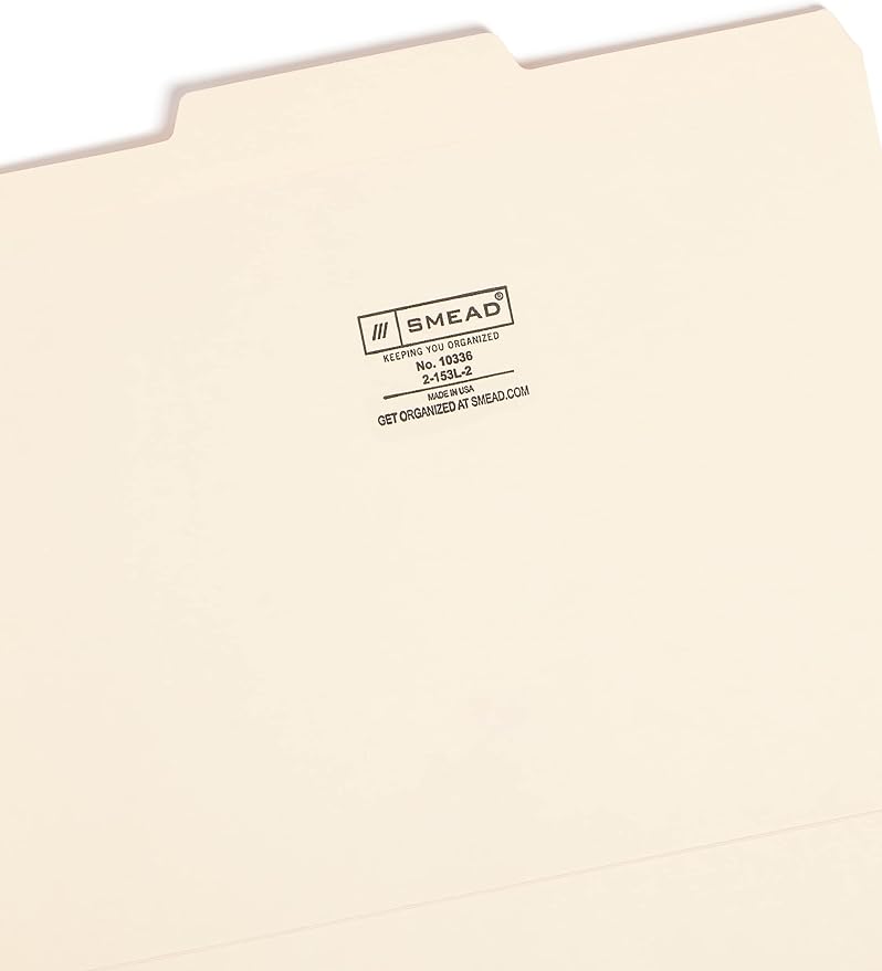 Smead File Folder, Reinforced 1/3-Cut Tab, Center Position, Letter Size, Manila, 100 per Box (10336) (Pack of 2)