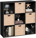 JupiterForce 9 Cube Storage Organizer Wooden Display Shelf W/ 5 Removable Back Panels, Customizable Bookcase Bookshelf for Home, Office, Bedroom and Living Room (Black)