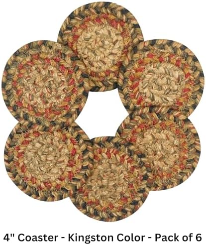 Homespice Kingston Braided Coasters for Country Decor, Round 4" Set of 6