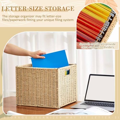 Jingmore 2 Pack Paper Rope Hanging File Box, Letter Size, Paper