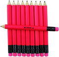 EZPENCILS & GIFTS - Golf Pencils Tipped with Eraser (1/2 a Pencil - Pew Pencils) - Neon Pink Colored Barrel - FREE-PERSONALIZATION - 2HB Black Lead - Custom Text - Non-Smear Eraser – Package of 30
