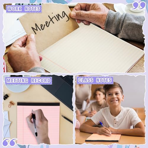 8.5'' x 11'' Colored Legal Pad Writing Wide Ruled, Mixed Colors, 8 Pcs