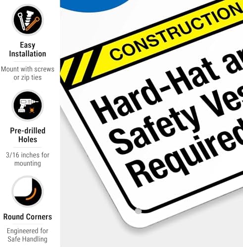 Hard-Hat and Safety Vest Required Sign, ANSI Caution Sign,