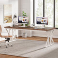 Tribesigns 78.7-Inch Executive Desk, Large Computer Office Desk Workstation, Modern Simple Style Laptop Desk Study Writing Table Business Furniture for Home Office (Rustic Brown/White, 78.7 Inch)