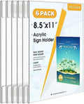 MaxGear Acrylic Sign Holder 8.5 x 11 Wall Mount, 6 Pack, Vertical