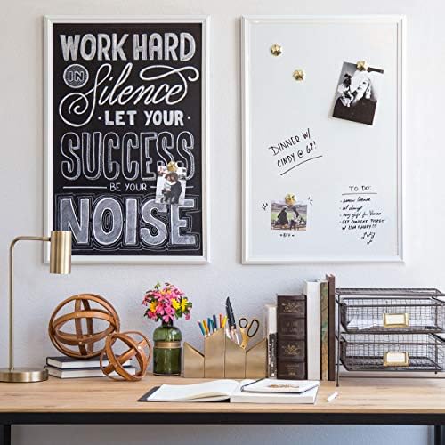 U Brands Chalkboard, 30" x 40", Magnetic, White Wood Frame