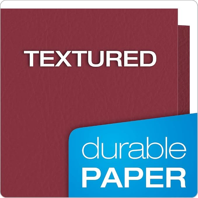Oxford Two Pocket Folders, Textured Paper, Burgundy, For School, Home, and Office, Letter Size, 25 Per Box (57557)