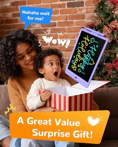 KOKODI LCD Writing Tablet, 10 Inch Colorful Toddler Doodle Board Drawing Tablet, Erasable Reusable Electronic Drawing Pads, Educational and Learning Toy for 3-6 Years Old Boy and Girls(Purple)