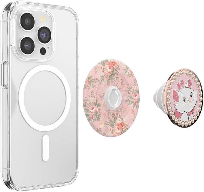 PopSockets Phone Grip for MagSafe, Magnetic Holder- Marie in Bloom | Removable, For Kindle / Android / iPhone, With Magnet, Disney, Mickey Mouse, Minnie, Aristocats
