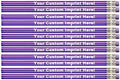 Personalized Custom Pencils - Round - Glitz & Glitter Full Color Print w/your name, message, text or logo - Made in USA - Great gift ideas - 12/Set (PURPLE WITH A PUNCH METALLIC FOIL)
