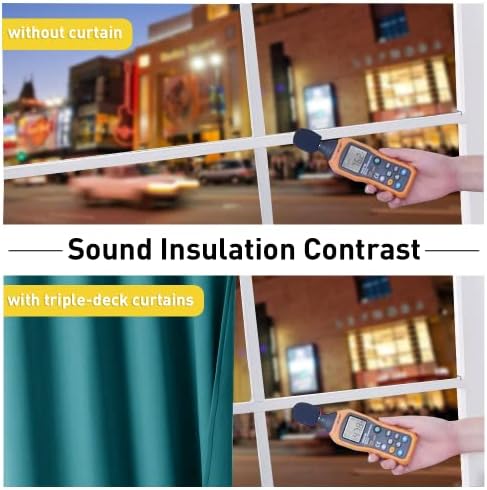 NICETOWN Sound Barrier 100% Blackout Divider Curtains 84", Noise, Heat and Cold Blocking Drapes with Felt Fabric Lining for Nursery/Daytime Sleep/Bedroom (Peacock Teal, 2 PCs, 52" Wide)