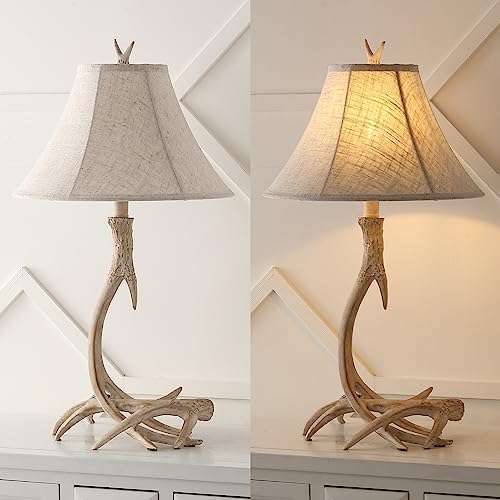 JONATHAN Y Antler Table Lamp Rustic Farmhouse Lodge 27.5" Resin, Beige