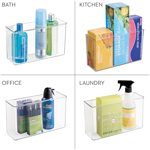 iDesign Adhesive Organizer Bin, Set of 4, Clear