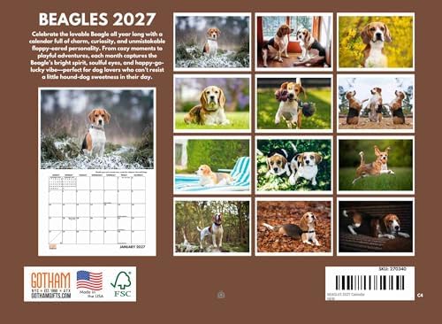Beagle Calendar 2027 Monthly Wall Calender 12 Month