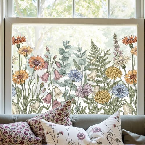 ADD.HERES Stained Glass Window Film, Window Film Decorative, 17.5 x 78.7 in