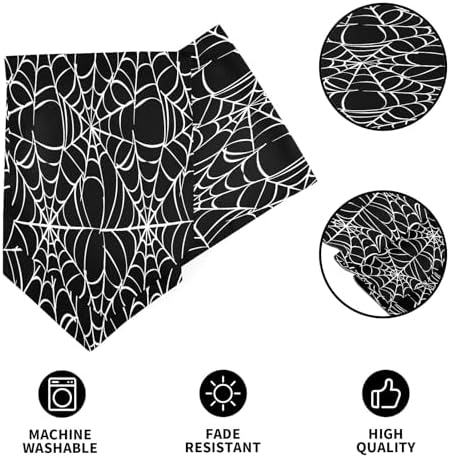 ALAZA Double-Sided Halloween Spider Web Black Table Runner 14x108 Inches Long,Table Cloth Runner for Wedding Birthday Party Kitchen Dining Home Everyday Decor