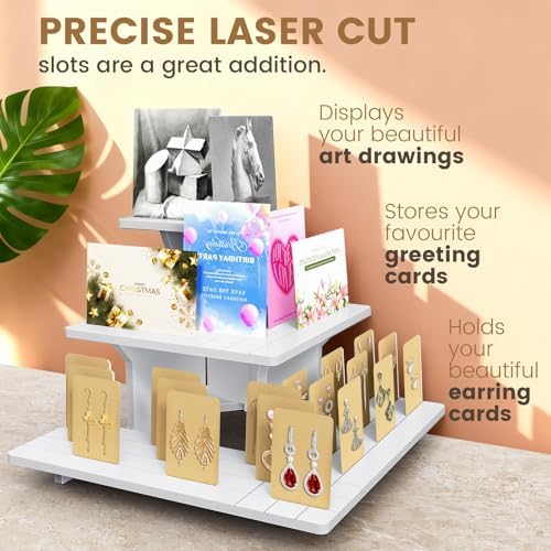 3-Tier Corner Display Stand for Vendors, White PVC Retail Tabletop Shelves