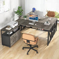 Tribesigns Office Desk with Drawers Sets, 55 inches L Shaped Computer Desk with Mobile File Cabinet,Big Executive Desk for Home Office Furniture Sets (Dark Oak, 55-inch)