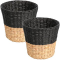happimess Toby 3.1 Gal Water Hyacinth Wastebasket, Black/Natural, Set of 2