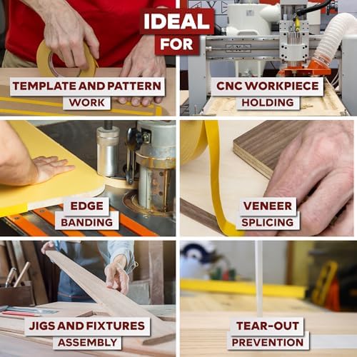 XFasten Double Sided Woodworking Tape 3 Inches x 90 Feet, Residue-Free and Removable Double Sided Wood Mounting Boards Tape for Wood Template, Metal, MDF Edge Banding, Routing, Anchoring