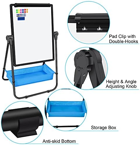 Magnetic Whiteboard with Stand - Double Sided 40"x28" Portable U Stand Easel Whiteboard, Height Adjustable & 360° Rotating Dry Erase Boards for Classroom, Home, Restaurant & Presentation