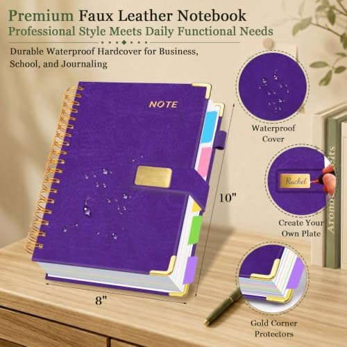 5 Subject Spiral Notebook with Pocket Dividers, 8''x10'' 300 Pages Notebook