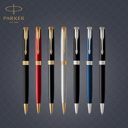 Parker Sonnet Ballpoint Pen | Matte Black Lacquer with Palladium Trim | Medium Point Black Ink | Gift Box