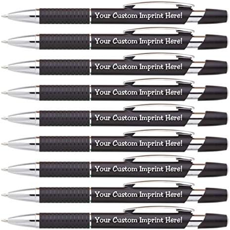 ExpressDesigns™ Personalized Ballpoint Pens Click action Custom Black writing ink - The Sleeker - Full color Printed Name Pens with Your Logo/Text/Message - Cusomizable - 12 Qty (Black)