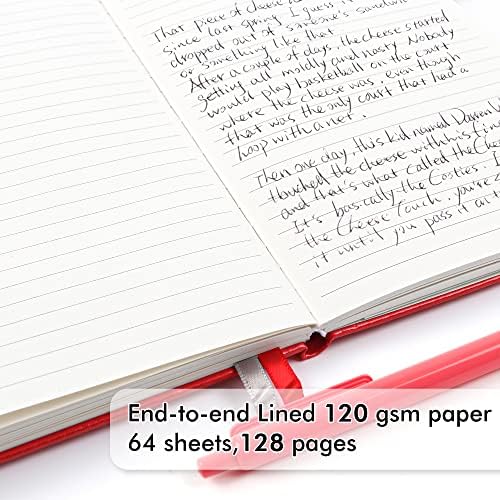 feela 3 Pack Notebooks Journals Bulk with 3 Black Pens, A5 Hardcover Notebook Classic Ruled Lined Journal Set with Pen Holder for Work Business Journaling Note Taking, 120 GSM, 5.1”x8.3”, Red