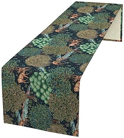 William Morris Original Design Green Table Runner Vintage Flowers Table Runner for Dining Table Decor 13 x 120 Inch