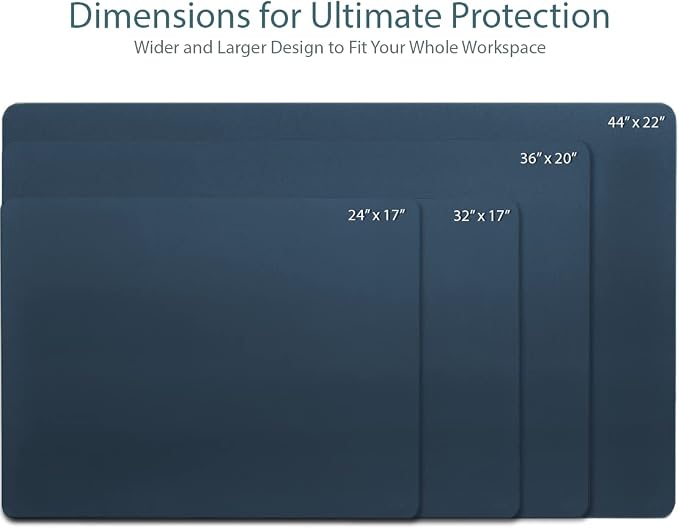 Vine Creations Leather Desk Mat Large 44" x 22", Desk Protector Mat, PU Leather Desk Pad, Large Mouse Pad, Desk Blotter, Desk Pads on Top of Desks, Desk Matt for Desktop, Office Desk Mat (Dark Blue)