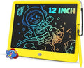 TEKFUN 12" LCD Writing Tablet for Kids Ages 3–8, Easy & Fun Doodle Board for Drawing and Writing, Screen-Free Way to Keep Kids Busy at Home or Travel, Great Gift Idea for Girls Boys (Yellow)