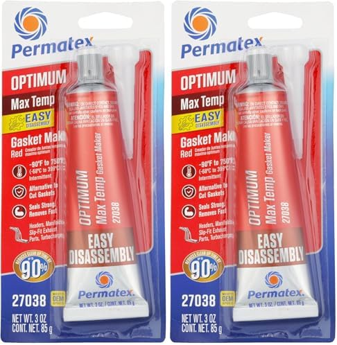 Permatex 27038 Optimum Red High Temperature Gasket Maker, 3 oz (Pack of 2)